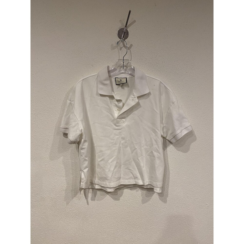 Tuckernuck Caroline Polo Shirt Womens S White Cropped Collared Short Sleeve Top - Picture 2 of 4